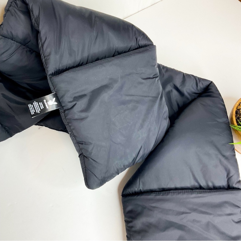 PLAYBOY Black Puffer Scarf with Hand Warmer Pockets | NWT - Picture 3 of 5